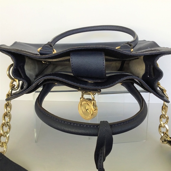 Michael Kors Satchel Bag Hamilton Shoulder Navy - Picture 5 of 8